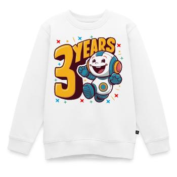 Three Years Cute Little Robot Children's Birthday Party - Kids Premium Organic Sweatshirt - white - Front - AI Model Kid Male (0cm)
