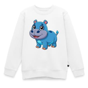 Nilpferd Niedliche Maskottchen Zeichentrickfigur Kawaii - Kinder Premium Organic Sweatshirt - Weiß - Vorne - AI Model Kid Male (0cm)