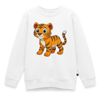 Tiger Niedliche Maskottchen Zeichentrickfigur Kawaii - Kinder Premium Organic Sweatshirt - Weiß - Vorne - AI Model Kid Male (0cm)