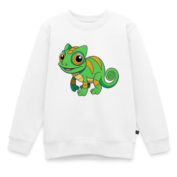 Chamäleon Niedliche Maskottchen Zeichentrickfigur Kawaii - Kinder Premium Organic Sweatshirt - Weiß - Vorne - AI Model Kid Male (0cm)