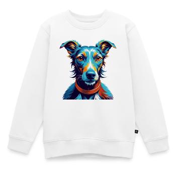Lurcher Hunderasse Bunte Karikatur Kawaii - Kinder Premium Organic Sweatshirt - Weiß - Vorne - AI Model Kid Male (0cm)