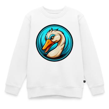 cygne coloré kawaii dessin animé personnage clipart animal de compagnie - Sweat Premium enfant bio - blanc - Devant - AI Model Kid Male (0cm)
