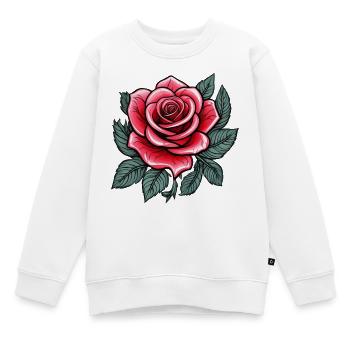 Tatouage Rose Fleur de Rose - Sweat Premium enfant bio - blanc - Devant - AI Model Kid Male (0cm)