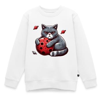 Cat Apocalypse: Mürrische Stimmungskatze - Kinder Premium Organic Sweatshirt - Weiß - Vorne - AI Model Kid Male (0cm)