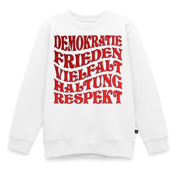 DEMOKRATIE - HALTUNG RESPEKT - Kinder Premium Organic Sweatshirt - Weiß - Vorne - AI Model Kid Male (0cm)