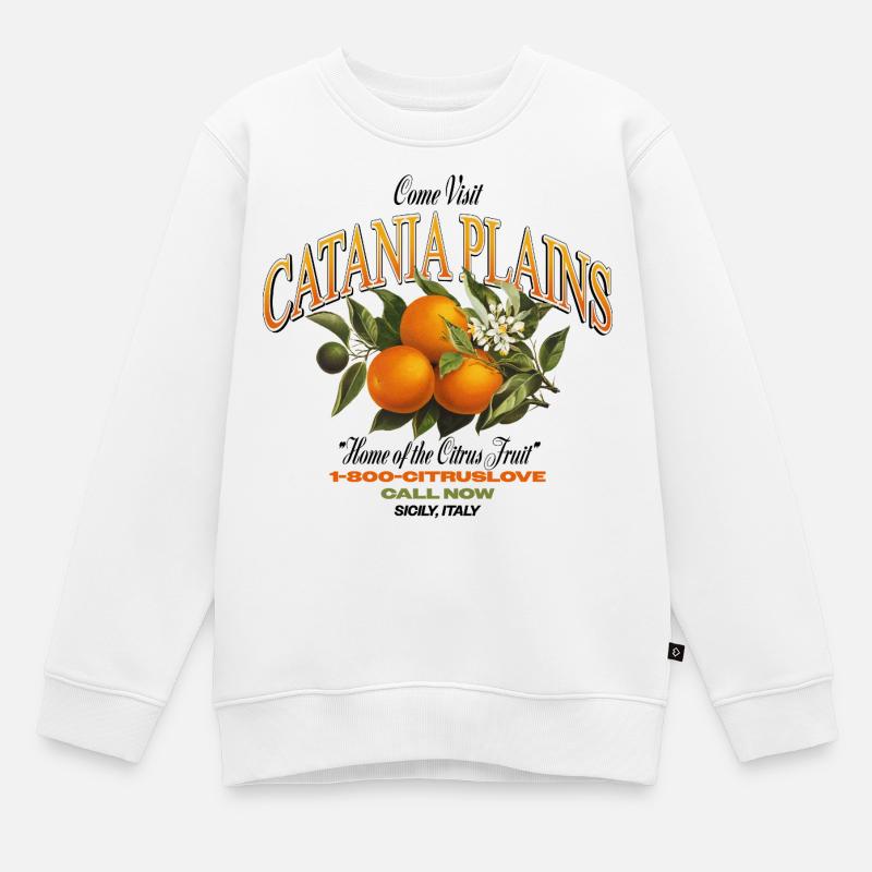 Plaines de Catane Design d’agrumes - Sweat Premium enfant bio - blanc