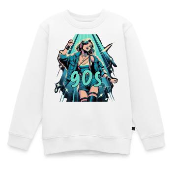 Frau tanzt Tanzen 90er Retro Disco Disko Geschenk - Kinder Premium Organic Sweatshirt - Weiß - Vorne - AI Model Kid Male (0cm)