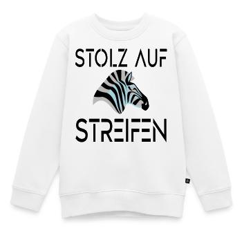 ZEBRA - STOLZ AUF STREIFEN - Kinder Premium Organic Sweatshirt - Weiß - Vorne - AI Model Kid Male (0cm)