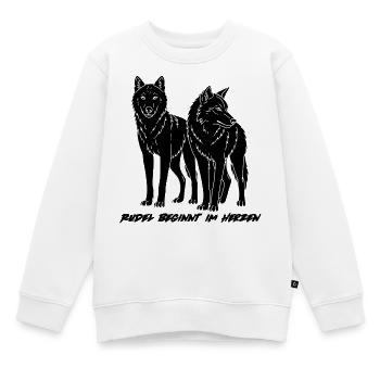 RUDEL BEGINNT IM HERZEN - Kinder Premium Organic Sweatshirt - Weiß - Vorne - AI Model Kid Male (0cm)