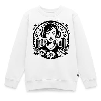 Streetwear – femme, casque, hip-hop, cool - Sweat Premium enfant bio - blanc - Devant - AI Model Kid Male (0cm)