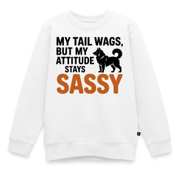 Mein Schwanz wedelt, aber ich bin ein frecher Husky - Kinder Premium Organic Sweatshirt - Weiß - Vorne - AI Model Kid Male (0cm)