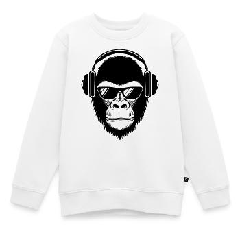 Entspannter Affe Wireless Kopfhörer Café Shirt - Kinder Premium Organic Sweatshirt - Weiß - Vorne - AI Model Kid Male (0cm)