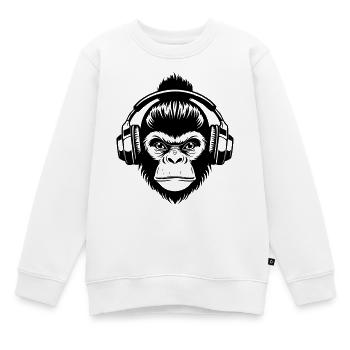 Stiller Affenkopf Kopfhörer Zen Edition Shirt - Kinder Premium Organic Sweatshirt - Weiß - Vorne - AI Model Kid Male (0cm)