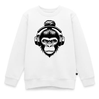 Stiller Affenkopf Kopfhörer Zen Edition Shirt - Kinder Premium Organic Sweatshirt - Weiß - Vorne - AI Model Kid Male (0cm)