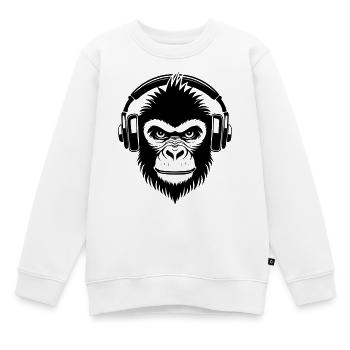 Singe de dessin animé coquin avec casque Chemise - Sweat Premium enfant bio - blanc - Devant - AI Model Kid Male (0cm)