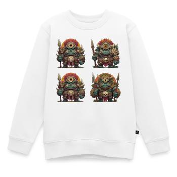 Crâne Tribal Warband Ogre - Sweat Premium enfant bio - blanc - Devant - AI Model Kid Male (0cm)