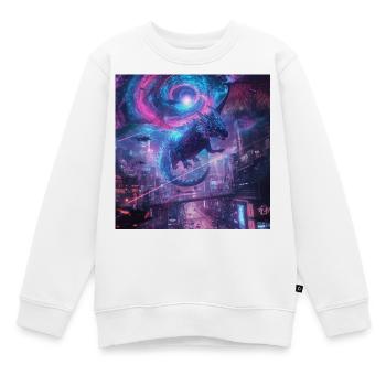Neondrache über Megacity - Kinder Premium Organic Sweatshirt - Weiß - Vorne - AI Model Kid Male (0cm)