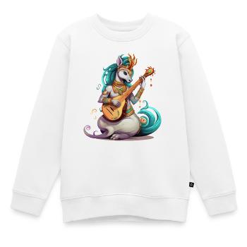 Musicien licorne avec luth doré - Sweat Premium enfant bio - blanc - Devant - AI Model Kid Male (0cm)