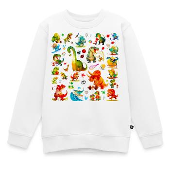 Motif de dinosaures sportifs mignons, championnat de dinosaures - Sweat Premium enfant bio - blanc - Devant - AI Model Kid Male (0cm)