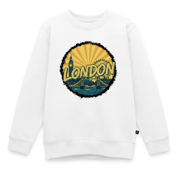 London City Skyline Tower Bridge Retro-Abzeichen - Kinder Premium Organic Sweatshirt - Weiß - Vorne - AI Model Kid Male (0cm)