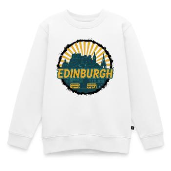Edinburgh Castle City Skyline Vintage-Abzeichen - Kinder Premium Organic Sweatshirt - Weiß - Vorne - AI Model Kid Male (0cm)