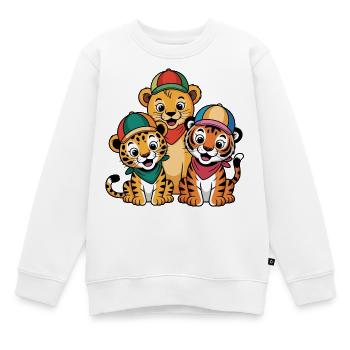Löwe Tiger Leopard Freunde – Lustiges Tiermotiv - Kinder Premium Organic Sweatshirt - Weiß - Vorne - AI Model Kid Male (0cm)