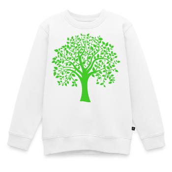 Silhouette à motif d’arbre jumbo vert - Sweat Premium enfant bio - blanc - Devant - AI Model Kid Male (0cm)