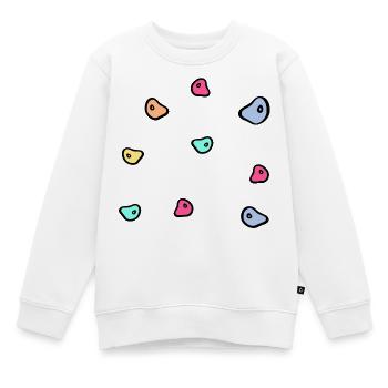 Mur d’escalade de bloc - Sweat Premium enfant bio - blanc - Devant - AI Model Kid Male (0cm)