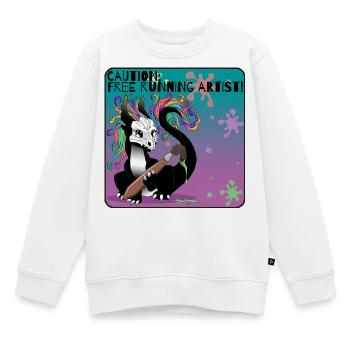 Attention : Artiste freelance running - Sweat Premium enfant bio - blanc - Devant - AI Model Kid Male (0cm)