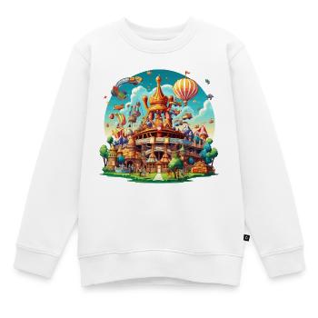 Fantasiepark Luftschiff-Karussell - Kinder Premium Organic Sweatshirt - Weiß - Vorne - AI Model Kid Male (0cm)
