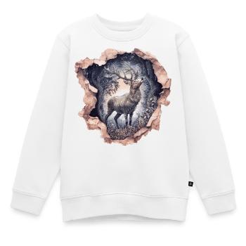 Cerf Ciel étoilé - Sweat Premium enfant bio - blanc - Devant - AI Model Kid Male (0cm)