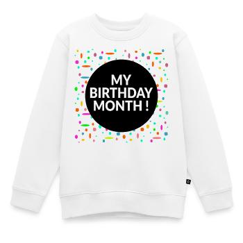 Mon mois d’anniversaire - Sweat Premium enfant bio - blanc - Devant - AI Model Kid Male (0cm)