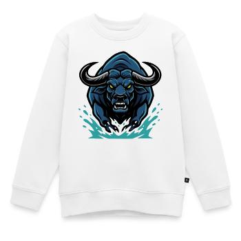Bull Blue Electric Bull Charge Mascot Bull - Kids Premium Organic Sweatshirt - white - Front - AI Model Kid Male (0cm)