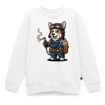 Corgi Soudeur Steampunk Mécanicien Industriel - Sweat Premium enfant bio - blanc - Devant - AI Model Kid Male (0cm)