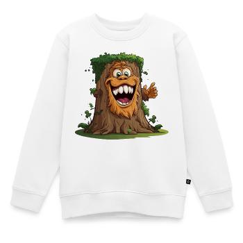 Baumriese mit breitem Grinsen - Kinder Premium Organic Sweatshirt - Weiß - Vorne - AI Model Kid Male (0cm)