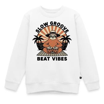 Paresseux Sloth Bongo Slow Groove Beat Vibes - Sweat Premium enfant bio - blanc - Devant - AI Model Kid Male (0cm)