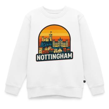 Nottingham Skyline Retro Sunset Vintage Design - Sweat Premium enfant bio - blanc - Devant - AI Model Kid Male (0cm)