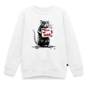 Just Cheese No War Slogan - Kinder Premium Organic Sweatshirt - Weiß - Vorne - AI Model Kid Male (0cm)