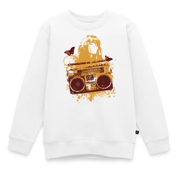 Frutiger Metro – Orange Boom Box – Frauenporträt - Kinder Premium Organic Sweatshirt - Weiß - Vorne - AI Model Kid Male (0cm)