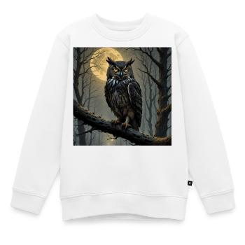 Nächtlicher Uhu im Mondwald - Kinder Premium Organic Sweatshirt - Weiß - Vorne - AI Model Kid Male (0cm)