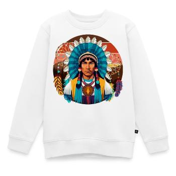 Mächtiges Porträt des indianischen Häuptlings - Kinder Premium Organic Sweatshirt - Weiß - Vorne - AI Model Kid Male (0cm)