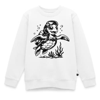 Plongeur tortue avec bouteille d’oxygène - Sweat Premium enfant bio - blanc - Devant - AI Model Kid Male (0cm)