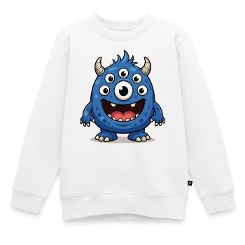 Monstre bleu aux yeux nombreux - Sweat Premium enfant bio - blanc - Devant - AI Model Kid Male (0cm)