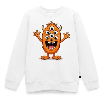 Orange Monster mit vielen Augen - Kinder Premium Organic Sweatshirt - Weiß - Vorne - AI Model Kid Male (0cm)