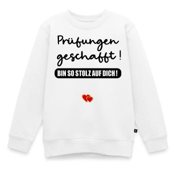 Abschluss Prüfungen geschafft - Kinder Premium Organic Sweatshirt - Weiß - Vorne - AI Model Kid Male (0cm)
