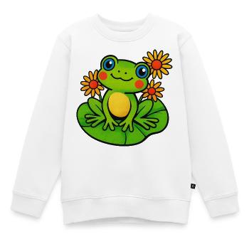Frosch mit drei sonnigen Seerosen - Kinder Premium Organic Sweatshirt - Weiß - Vorne - AI Model Kid Male (0cm)