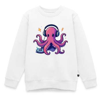 Octopus DJ mit Kopfhörern auf dem Plattenspieler - Kinder Premium Organic Sweatshirt - Weiß - Vorne - AI Model Kid Male (0cm)