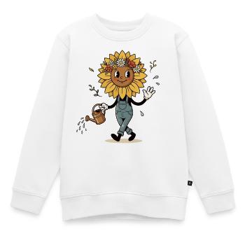 Vintage Gärtnerin Sonnenblume im Retro Look - Kinder Premium Organic Sweatshirt - Weiß - Vorne - AI Model Kid Male (0cm)