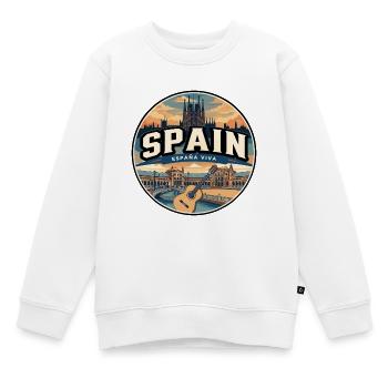Retro Spain Seville Plaza Badge - Kids Premium Organic Sweatshirt - white - Front - AI Model Kid Male (0cm)