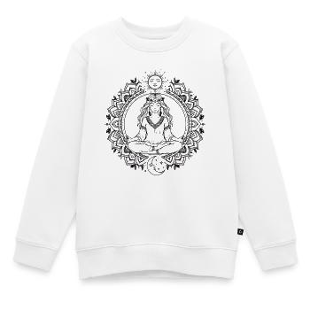 Boho Yoga Mandala - Méditation Soleil-Lune - Sweat Premium enfant bio - blanc - Devant - AI Model Kid Male (0cm)
